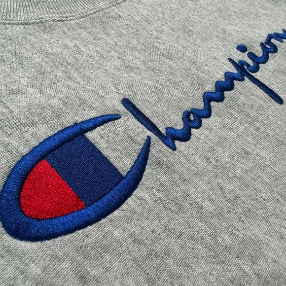 Champion Premium Reverse Weave Warm Up Size L Big Logo Crewneck Sweatshirt - Picture 4 of 8